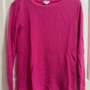J.Crew Vibrant Pink Waffle Knit Top